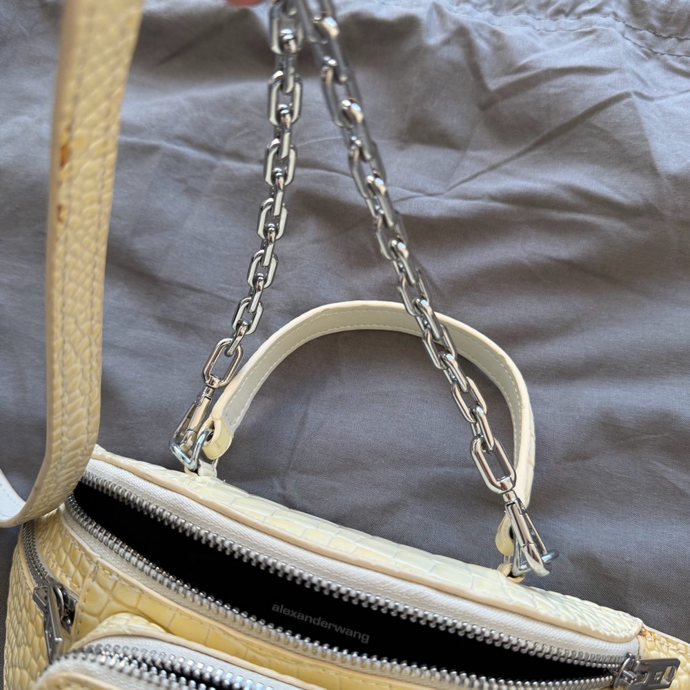 Alexander Wang “Attica” Mini Cream Yellow Croc-Embossed Convertible Shoulder Bag - Picture 11 of 13